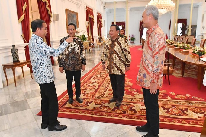 Jokowi sambut 3 Bacapres di Istana Kepresidenan (dok:instagram/aniesbaswedan)