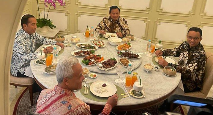 Makan siang Jokowi dengan 3 Bacapres (dok:republik)