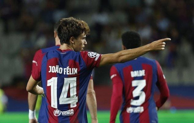 Liga Champions: Selebrasi Joao Felix dalam laga Barcelona vs Royal Antwerp (dok. Joan Monfort)