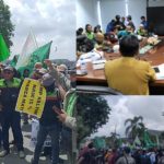 Aksi unjuk rasa serikat pekerja Kaltim di depan Kantor Gubernur Kaltim menuntut kenaikan UMP (dok: Tekapelaltim)